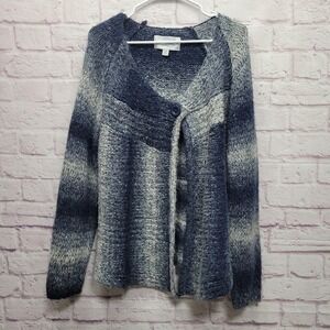 NEEDLEWORKS Avenue Design Sweater Sz 22/24 Blue Ombre Long Sleeve Soft Knit Cozy